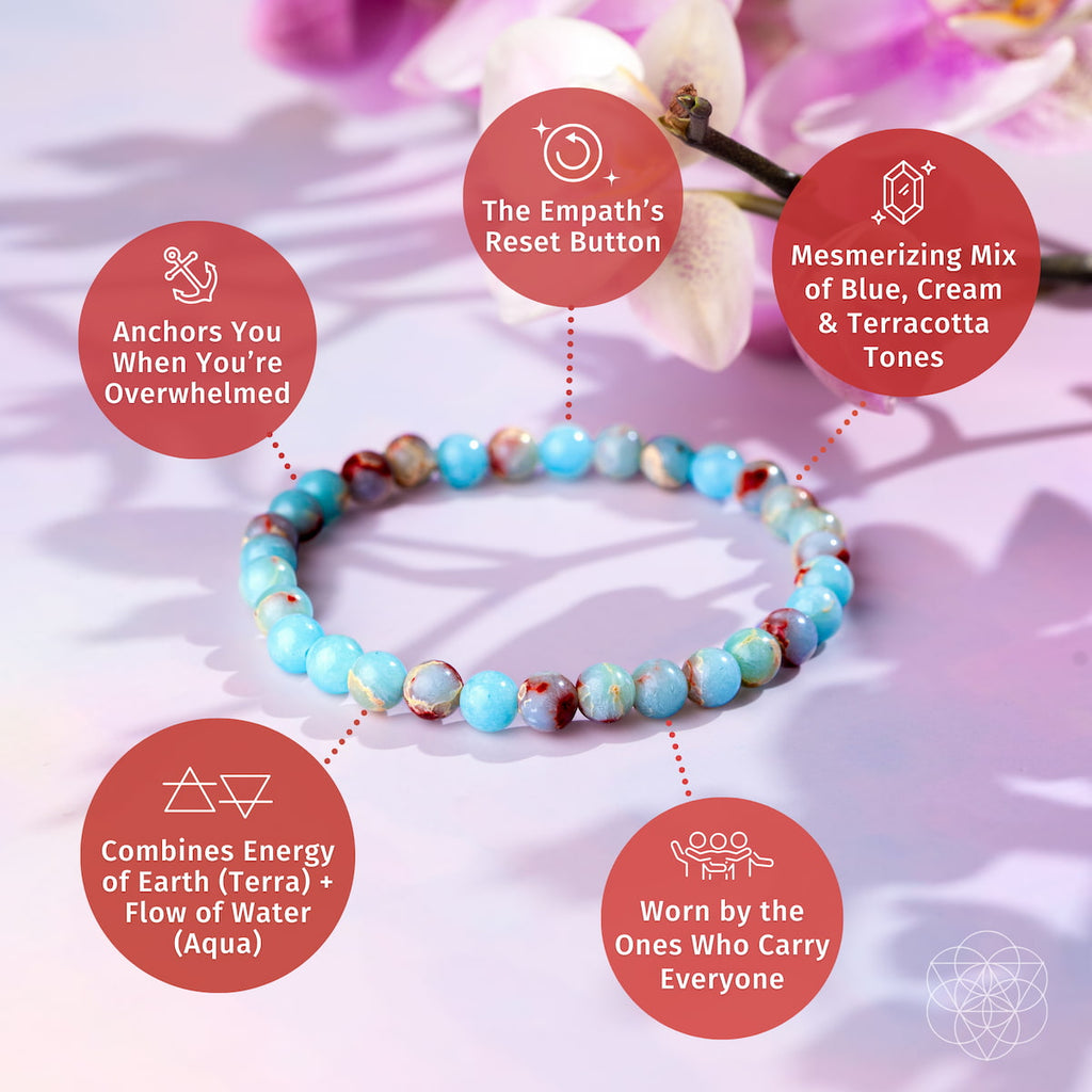 Empath’s Shield – Aqua Terra Jasper Bracelet | 6mm | Bracelet | Wiccan Center