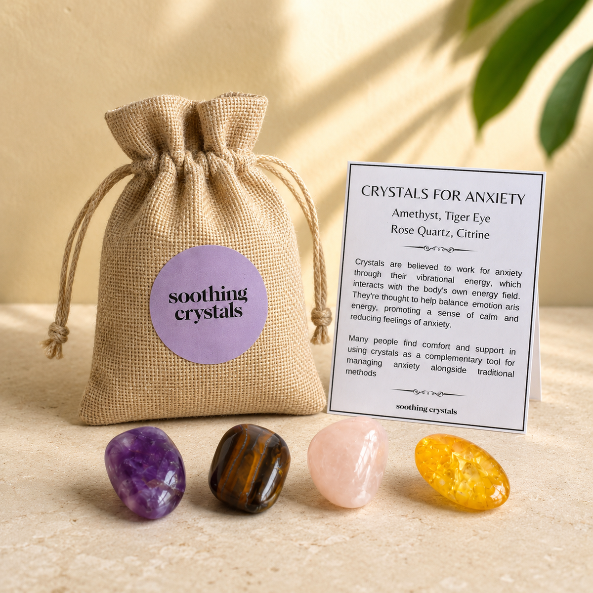 Calming ANXIETY Crystal Kit, Gemstone Tumble Kit, Anxiety Crystal Gift Set
