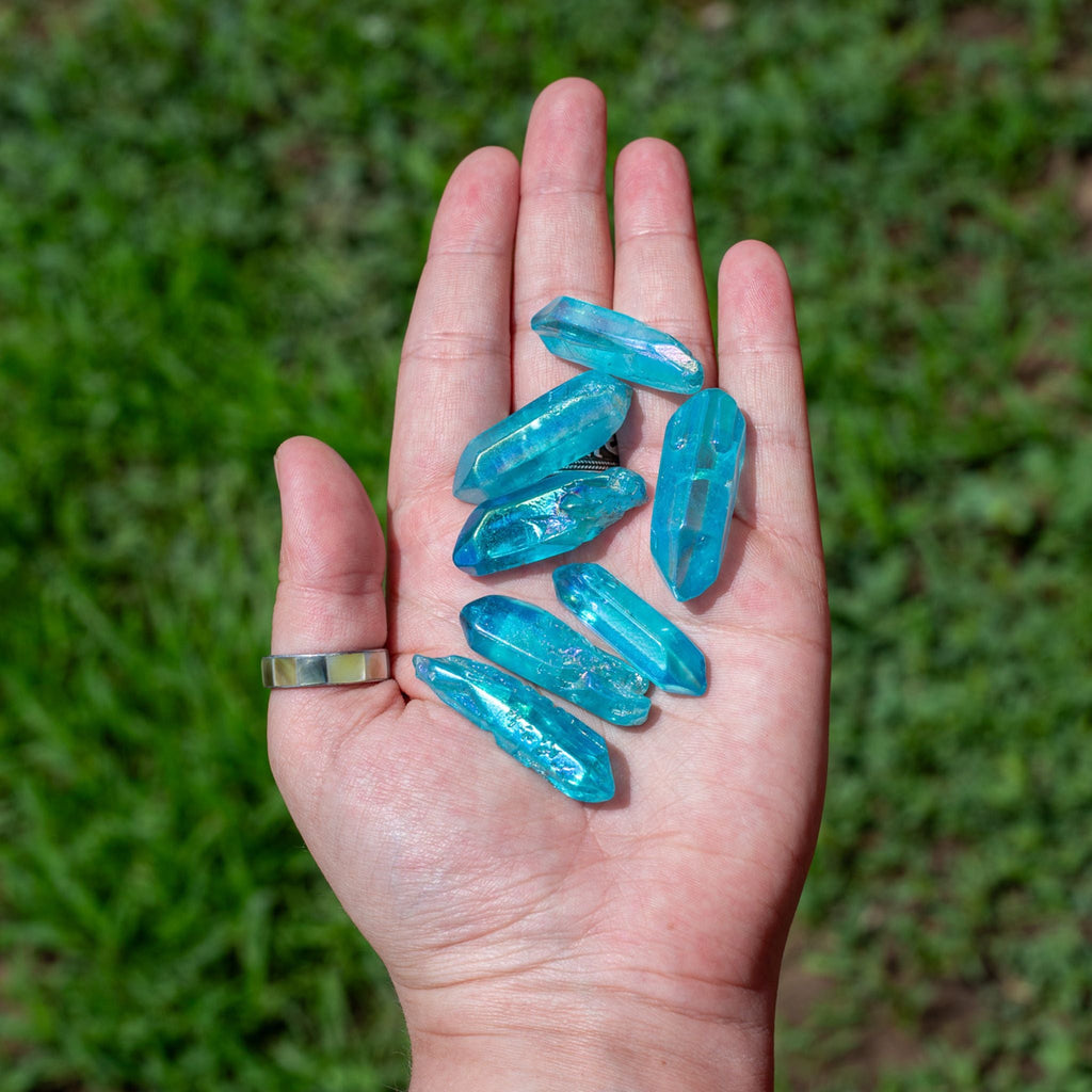 Aqua Aura Quartz Crystal Point | Crystals | Wiccan Center