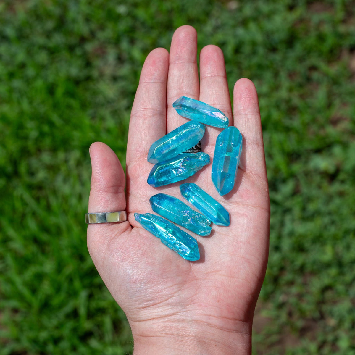 Aqua Aura Quartz Crystal Point | Crystals | Wiccan Center