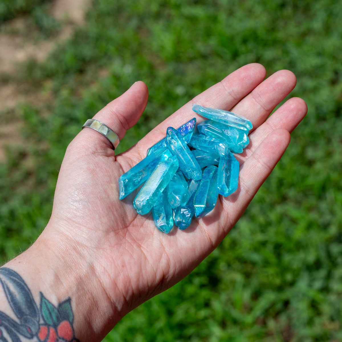 Aqua Aura Quartz Crystal Point | Crystals | Wiccan Center