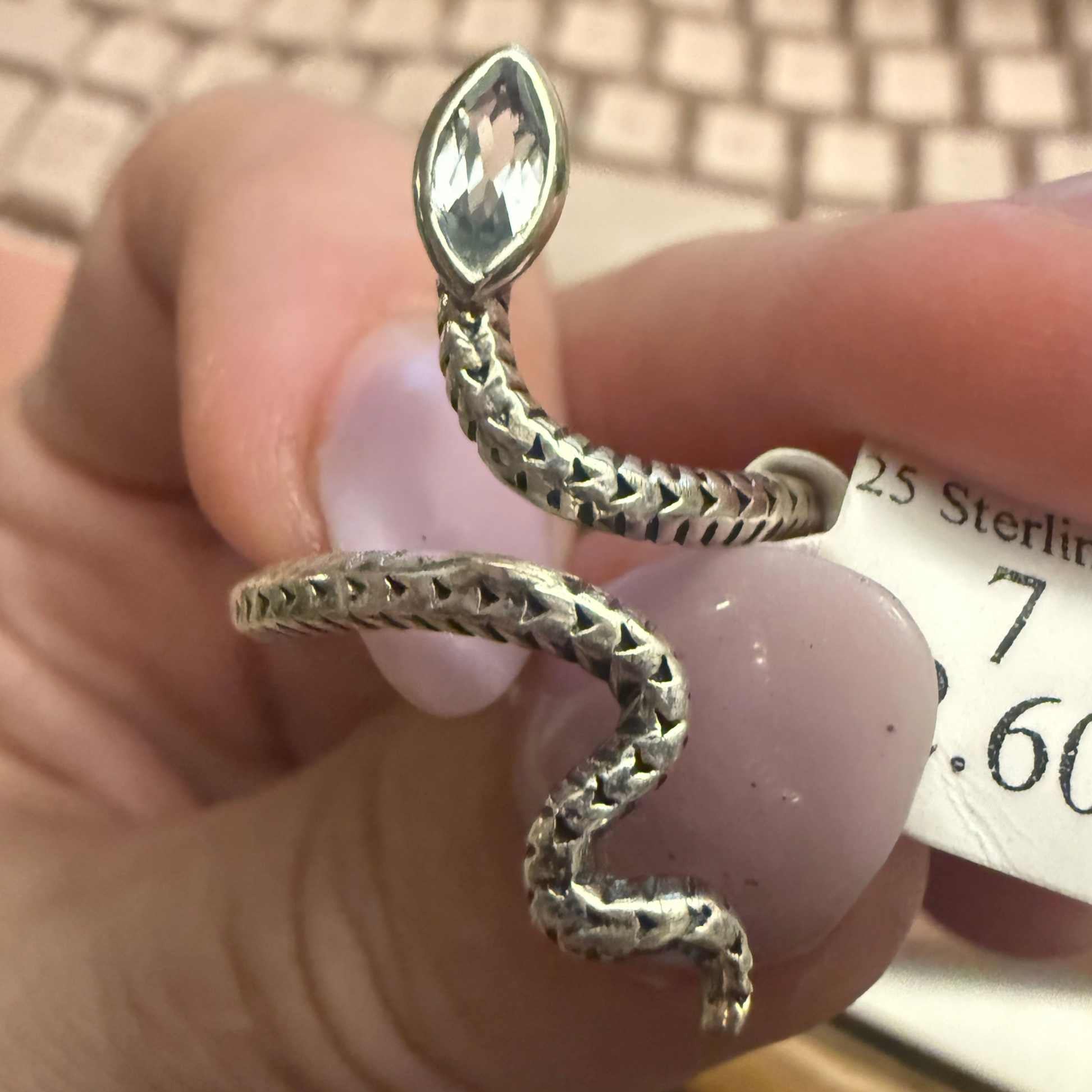 Gemstone Snake Ring - Sterling Silver or Gold Vermeil | Rings | Wiccan Center