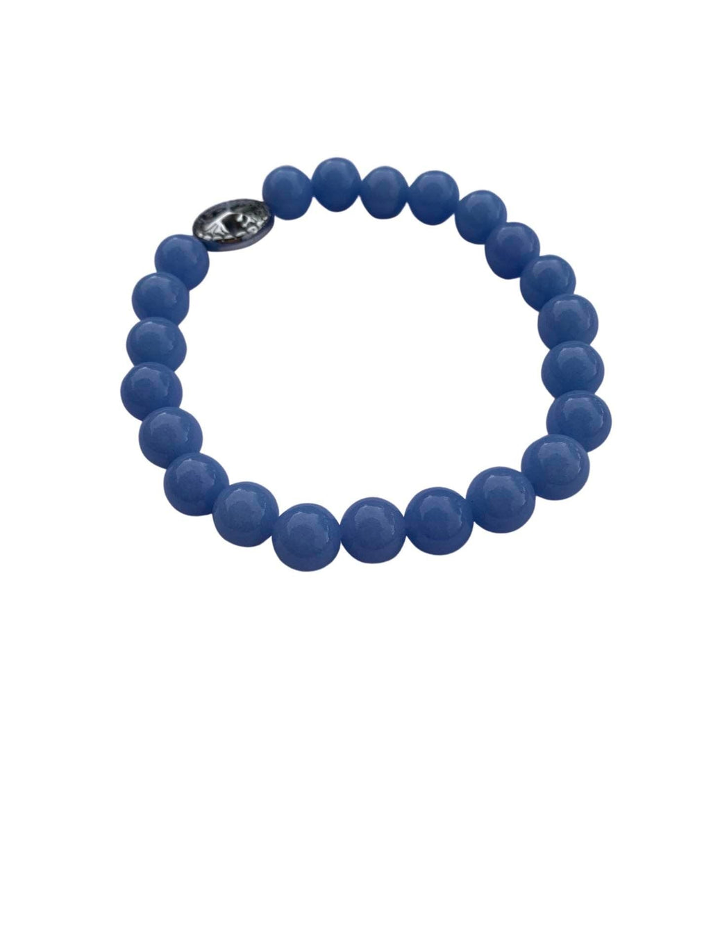 Aragonite Blue Bracelet 8 mm Round Beads - Naturally Glows in the Dark | Bracelets | Wiccan Center