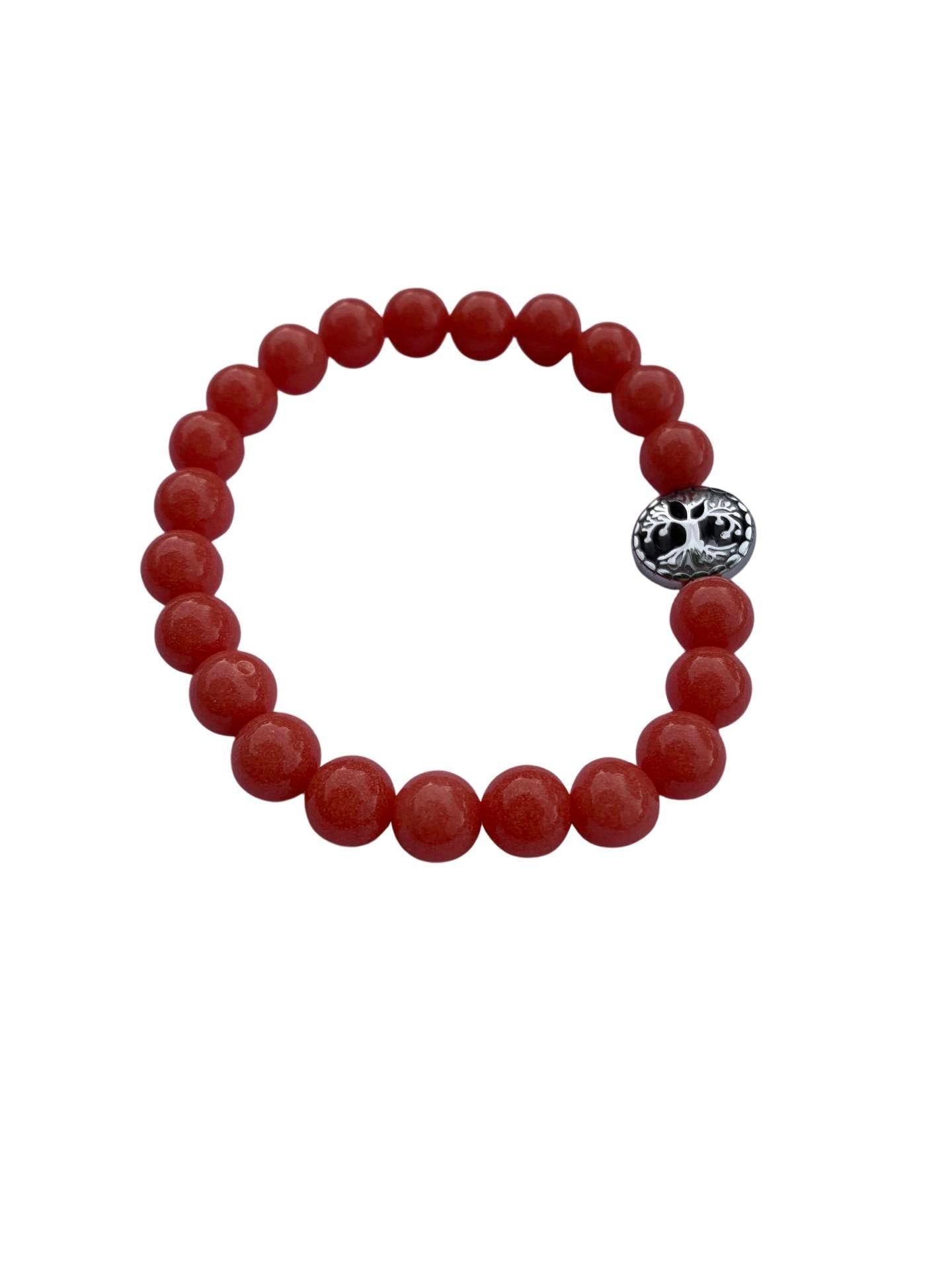 Aragonite Coral Bracelet 8 mm Round Beads - Naturally Glows in the Dark | Bracelets | Wiccan Center