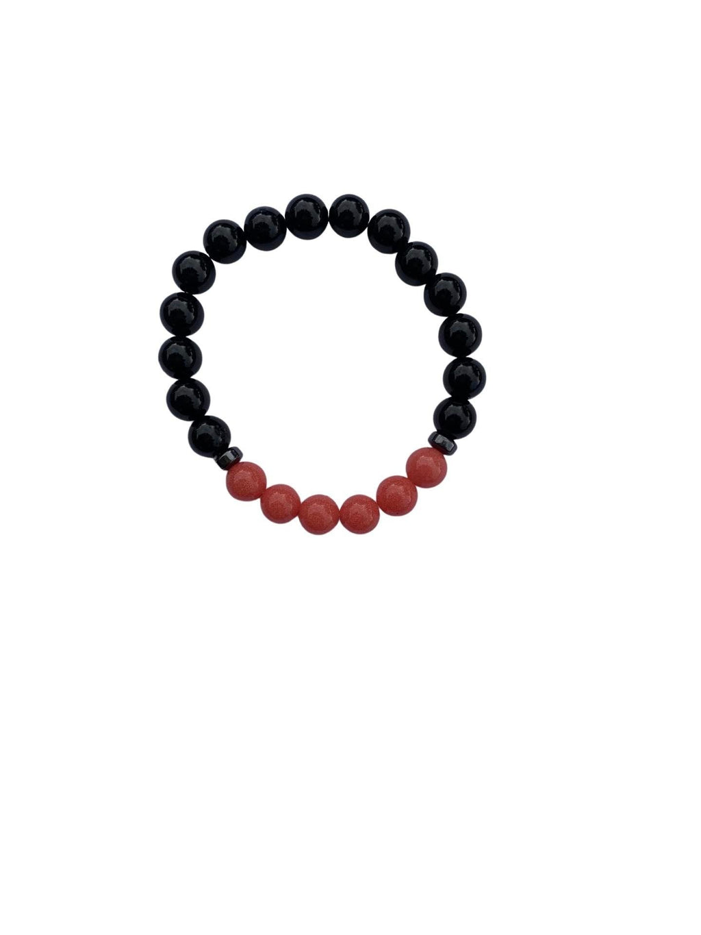Aragonite Coral with Onyx Bracelet 8 mm Round Beads - Naturally Glows in the Dark | Bracelets | Wiccan Center