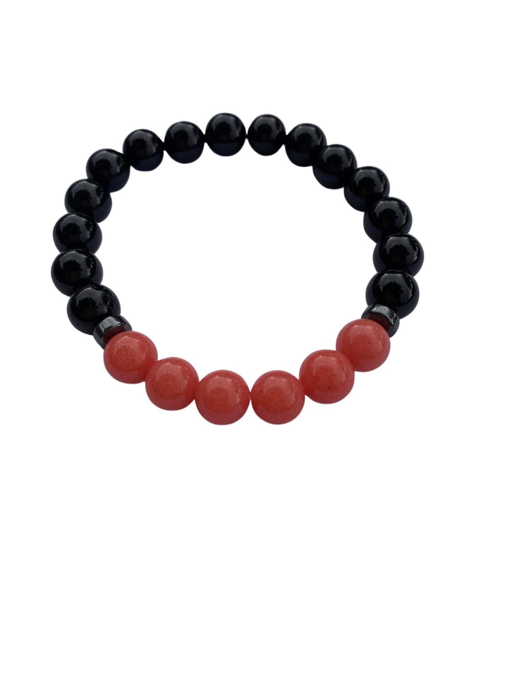 Aragonite Coral with Onyx Bracelet 8 mm Round Beads - Naturally Glows in the Dark | Bracelets | Wiccan Center