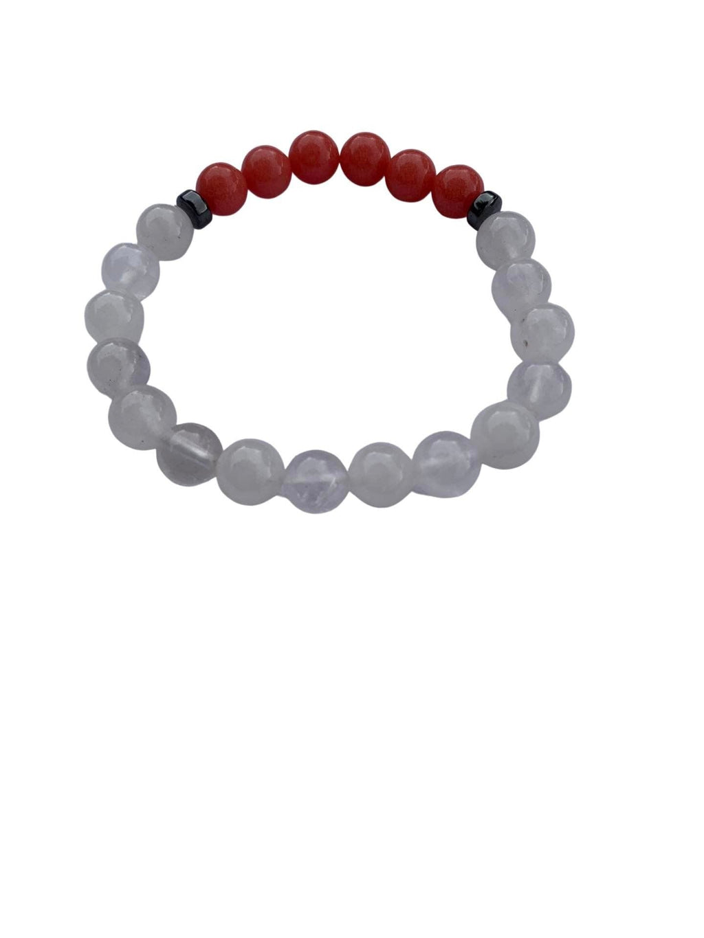 Aragonite Coral with Clear Quartz Bracelet 8 mm Round Beads - Naturally Glows in the Dark | Bracelets | Wiccan Center