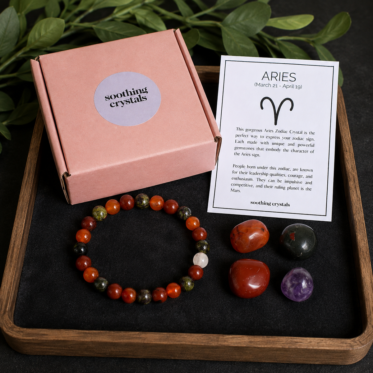 ARIES Zodiac Crystal Kit, Aries Birthstones Tumbled Stones Set, Aries Stones Gifts