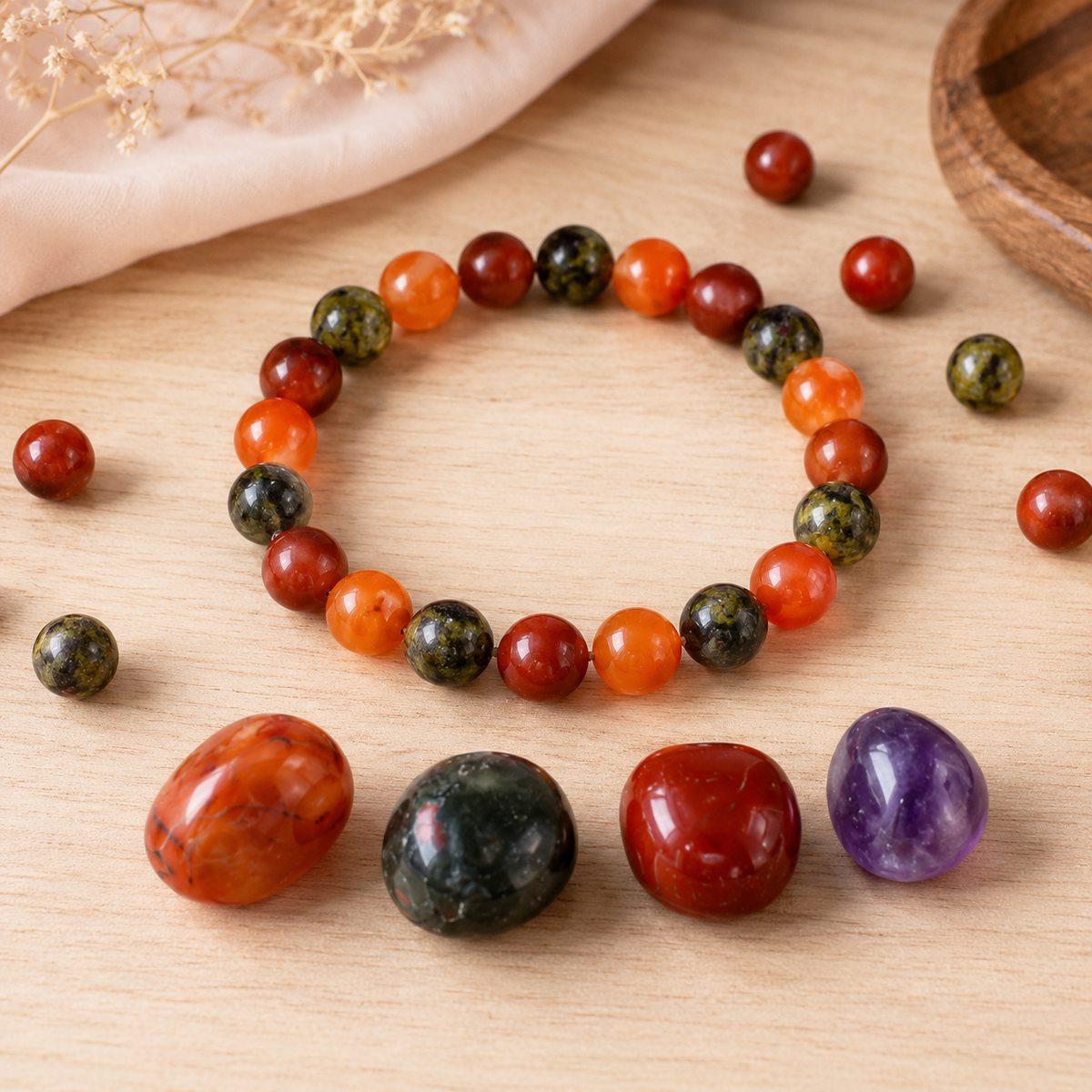 ARIES Zodiac Crystal Kit, Aries Birthstones Tumbled Stones Set, Aries Stones Gifts