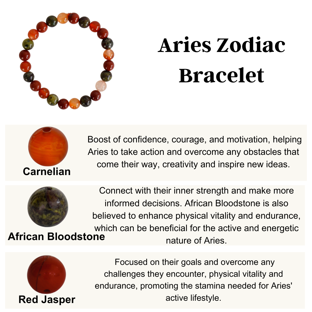Aries Zodiac Crystal Bracelet, Aries Gifts | Bracelets | Wiccan Center