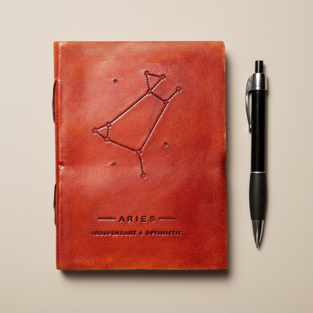 Astrology Zodiac Handmade Leather Journal | Journal | Wiccan Center