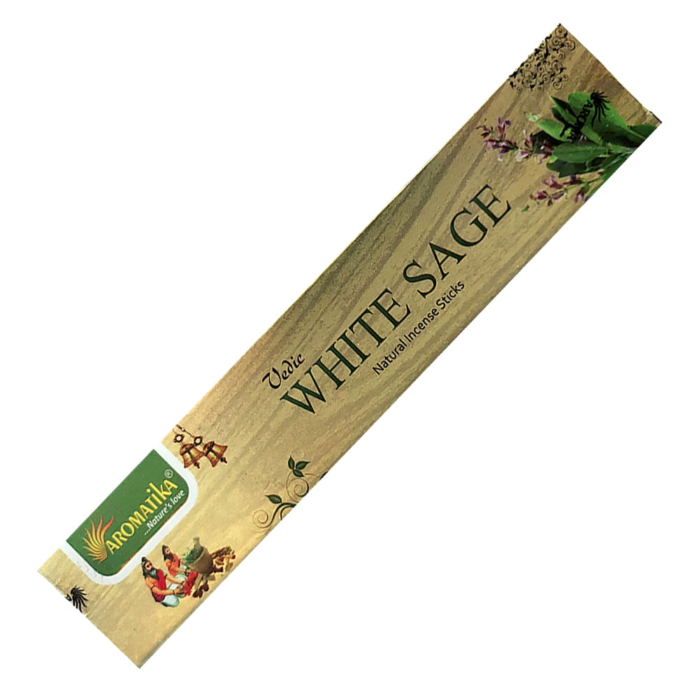 Aromatika Vedic White Sage Incense Sticks 15g | Incense | Wiccan Center