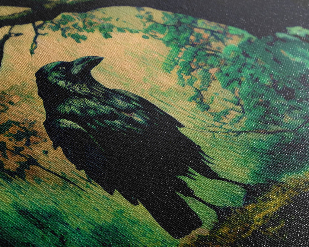 Raven Art Print, Framed Canvas Art, Black Bird, Crow Art | | Wiccan Center