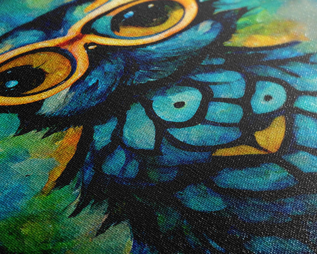 Wise Owl With Glasses Canvas Art - Owl Painting - Owl Wall Decor | | Wiccan Center