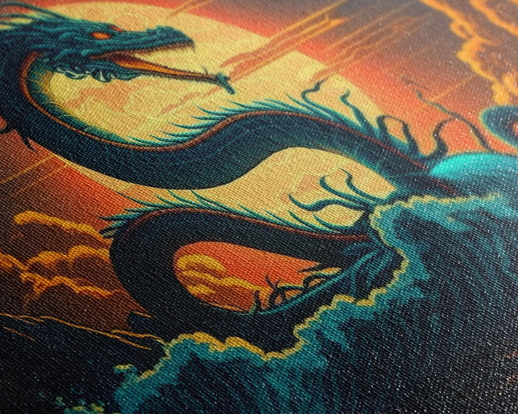 Jormungandr The Sea Serpent, Pop Art, Framed Canvas Print, Fantasy Art, Norse Mythology, Nordic / Viking Wall Art | | Wiccan Center