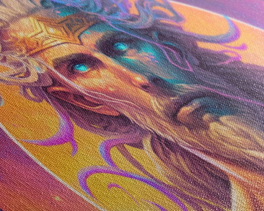 Norse God Freyr, Framed Canvas Print, Vaporwave Style Norse Mythology Art, Retro Vibes | | Wiccan Center