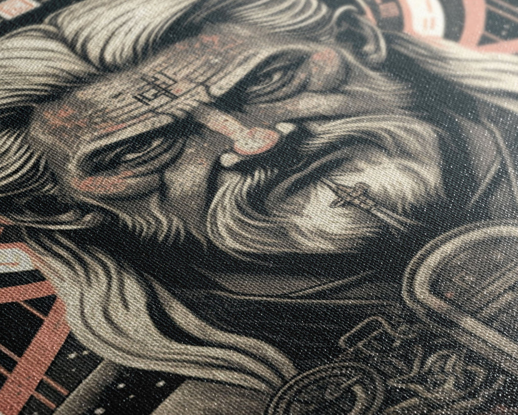 Grunge / Cyberpunk Odin, Norse Mythology, Wall Art, Framed Canvas Print, Futuristic Portrait of Odin | | Wiccan Center