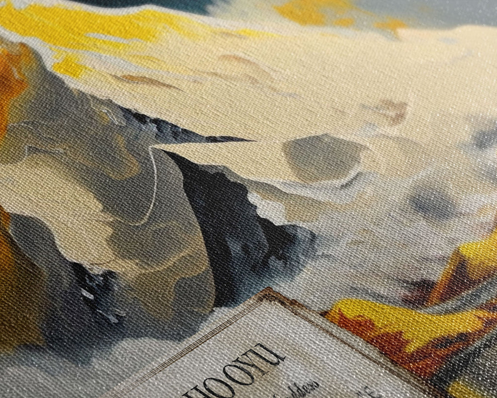 Cho Oyu, The Turquoise Goddess, Travel Poster, Framed Canvas Print, Mountain Landscape Painting, Original Painting Print | | Wiccan Center