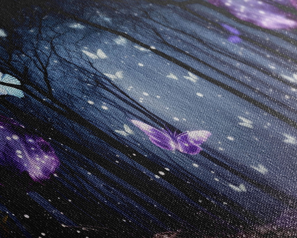 Glowing Butterflies, Framed Canvas Print, Fantasy Decor, High Fantasy Canvas Art, Fairy Forest | | Wiccan Center