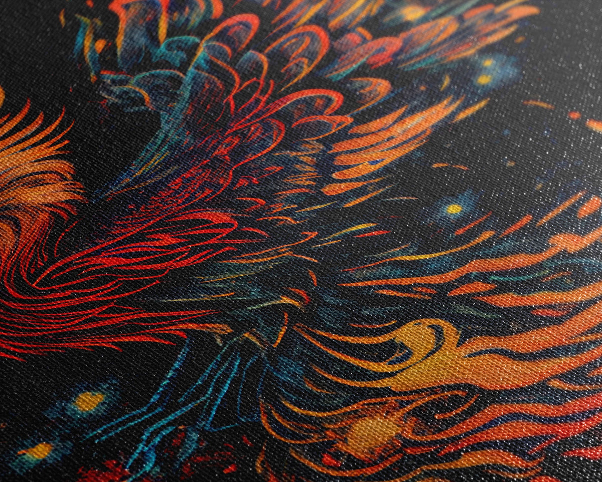 Phoenix In Flames, Retribution, Framed Canvas Print, The Phoenix, Framed Wall Art, Original Painting Phoenix, Fire Chicken | | Wiccan Center