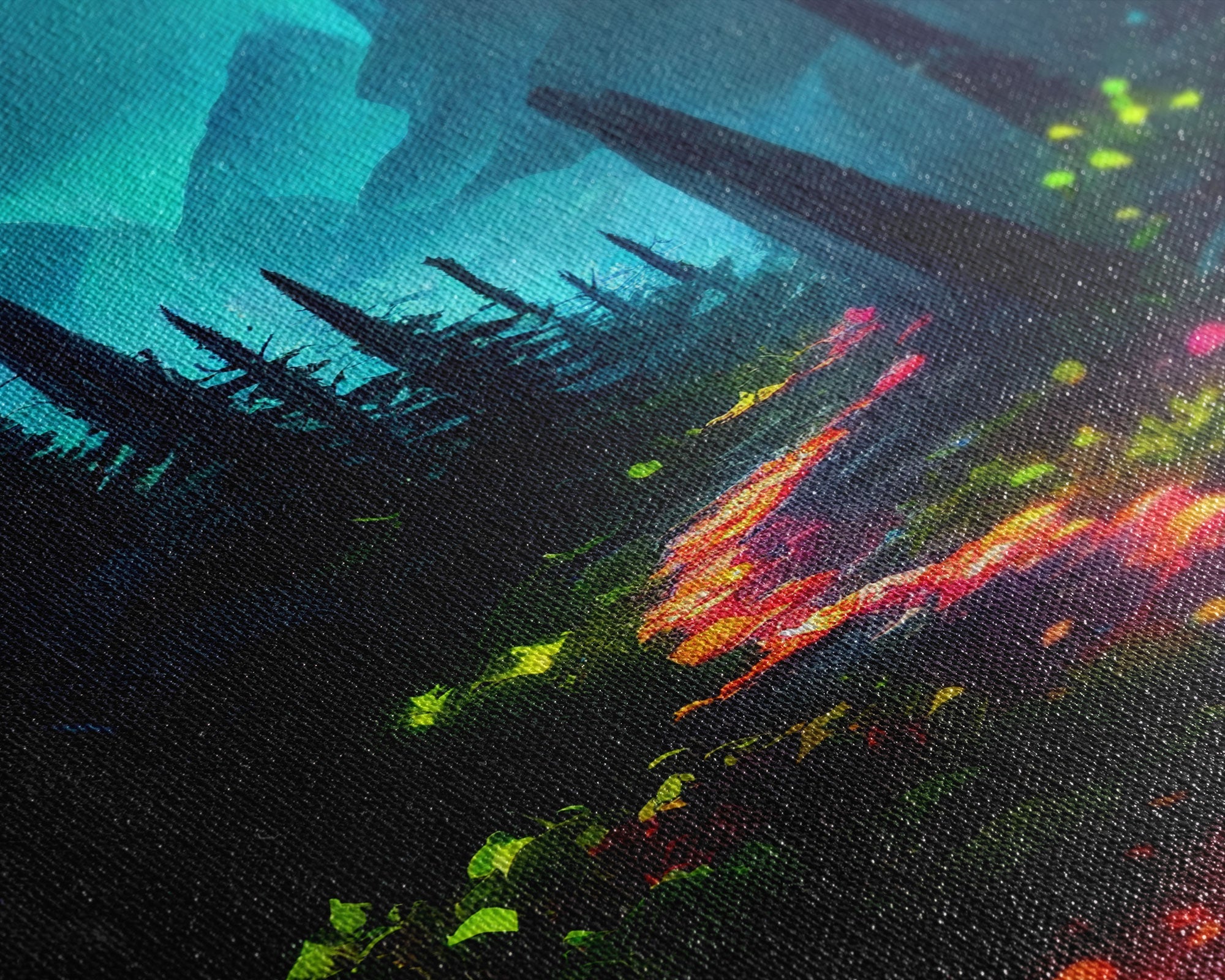 Luminescent magical forest poster art, fine art print, glowing trail though the trees, fantasy art, gloomy wall art, dark decor | | Wiccan Center