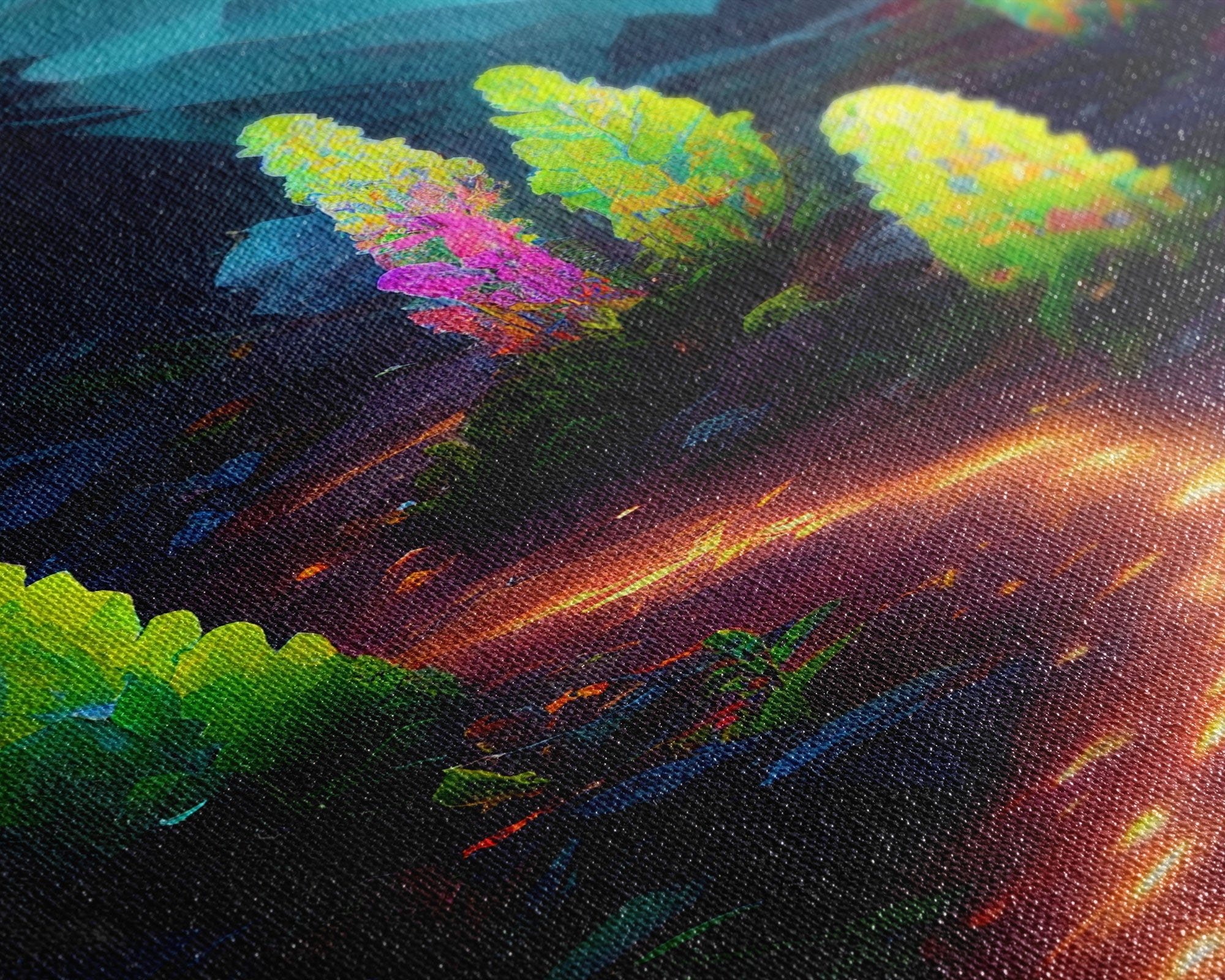Magical forest canvas print, glowing mushroom art, fantasy forest wall art, gloomy dark home decor, luminescent forest trail wall art | | Wiccan Center
