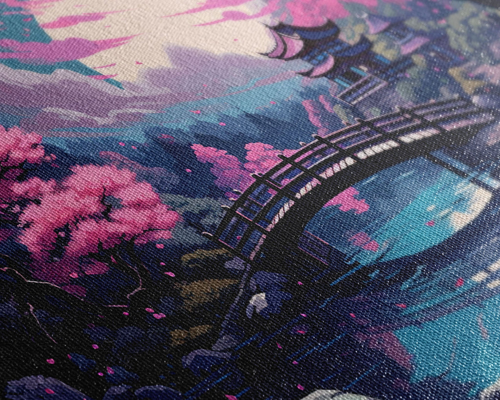 Japanese Art- Wabi Sabi Style Japanese Synthwave Pagoda, Game Room Art, Framed Canvas Print, Framed Art, Framed Painting, Retro Aesthetic | | Wiccan Center