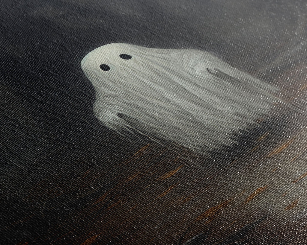 Cute Lil Boo, Ghost Print, Halloween Canvas Art, Framed Canvas Print, Funny Halloween Decor, Ghost Art, Victorian Goth Art