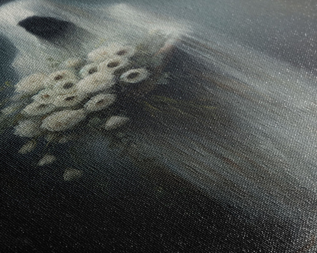 The Ghost With The Flowers, Halloween Canvas Print, Framed Canvas, Unique Wall Art, Goth Art, Dark Academia, Witch Art, Witchcraft | | Wiccan Center