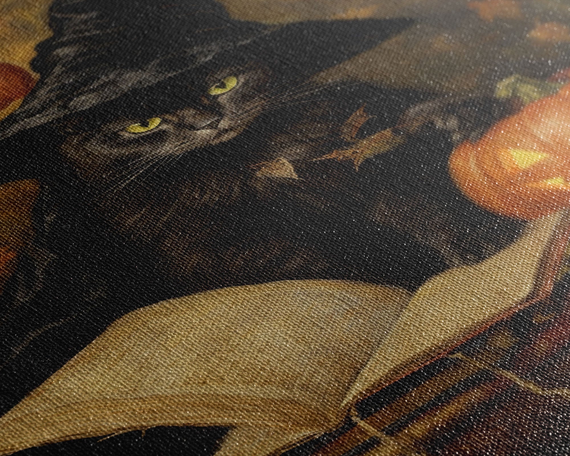 Cute Witch Cat Reading Her Book Of Spells, Vintage Halloween Art, Framed Canvas Print, Halloween Canvas Art, Witchcraft | | Wiccan Center