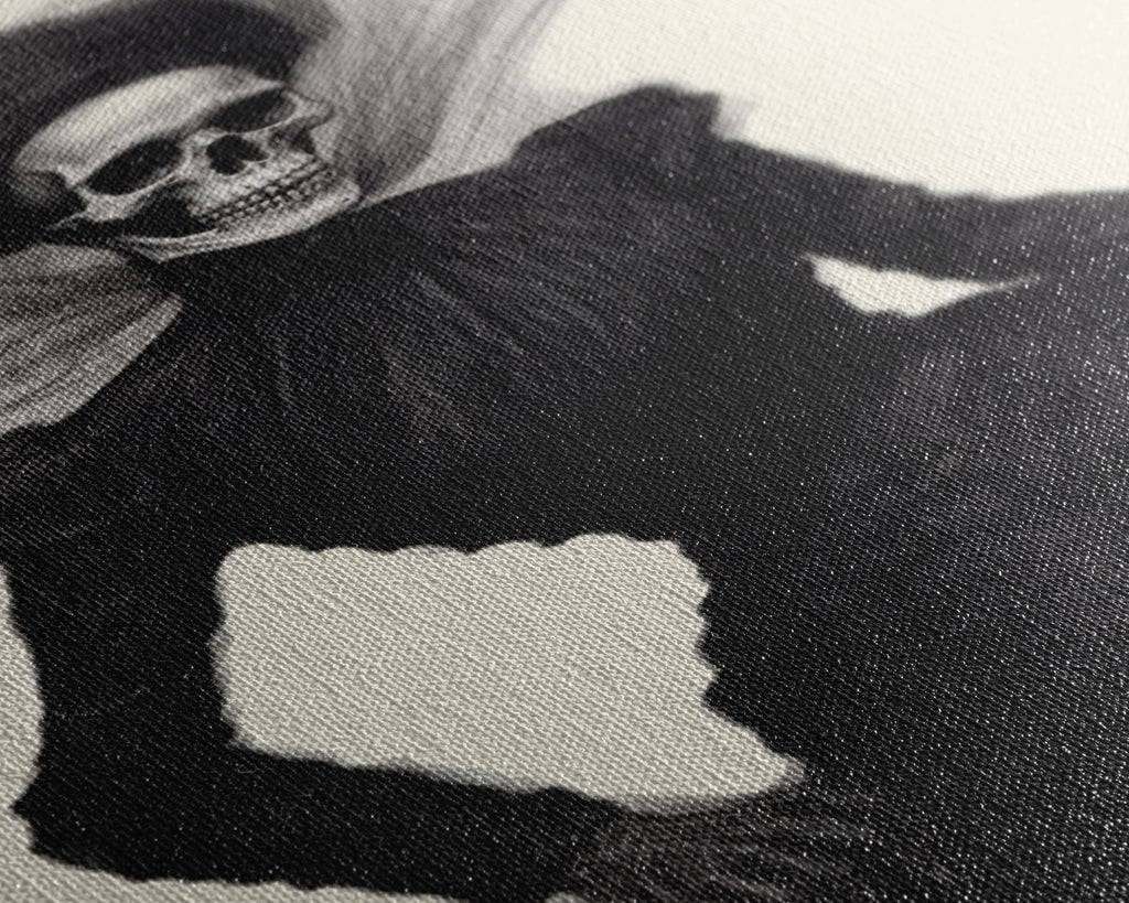 Halloween Skull Charcoal Sketch Canvas Print, Halloween Wall Art, Macabre Painting, Death Mask | | Wiccan Center