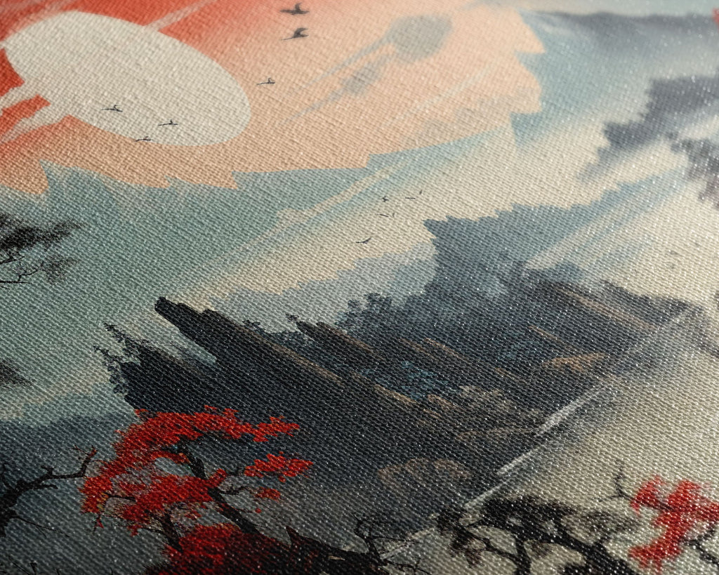 Japanese Wall Art, Mountains Print, Sunset Print, Canvas Print, Wall Art, 3 Piece Wall Art, Unique Wall Decor, Living Room Wall Art | | Wiccan Center