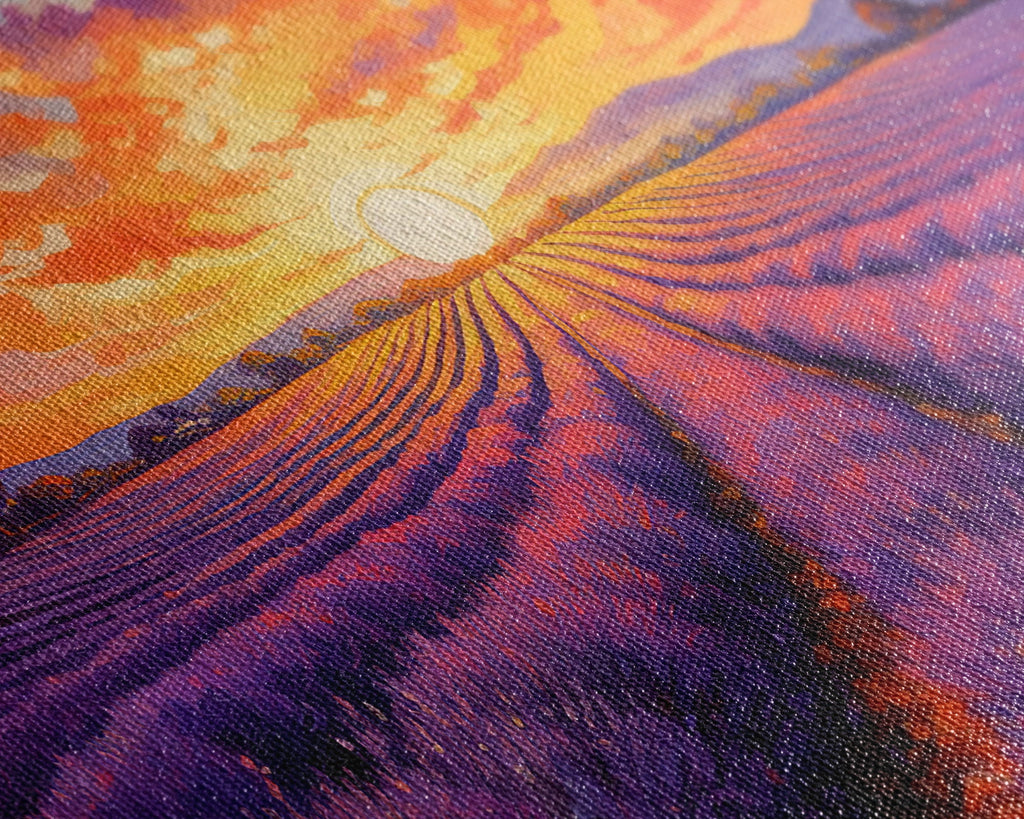 Purple Lavender Fields, 3 Piece Wall Art, Framed Canvas Print, Beautiful Original Landscape Painting, Sunset Painting, Farmhouse Decor | | Wiccan Center