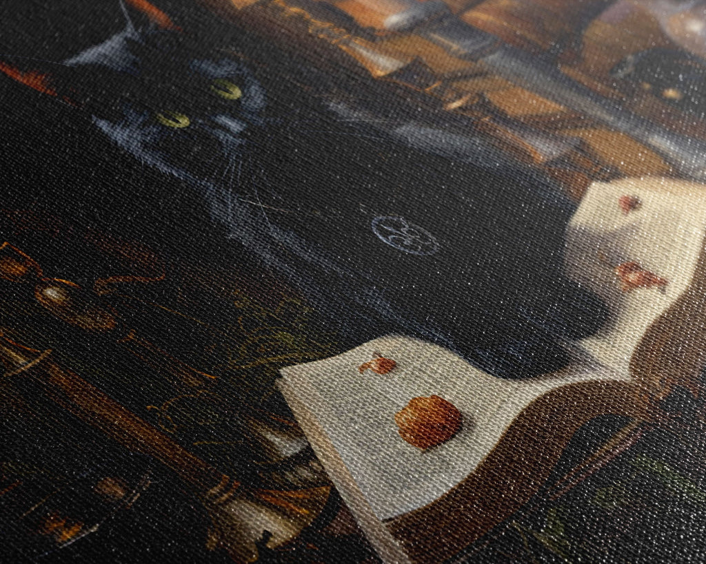 The Witch's Familiar, Black Cat Art, Witch Print, Framed Canvas or Poster, Victorian Oil Painting, Dark Academia, Witchcraft Decor | | Wiccan Center