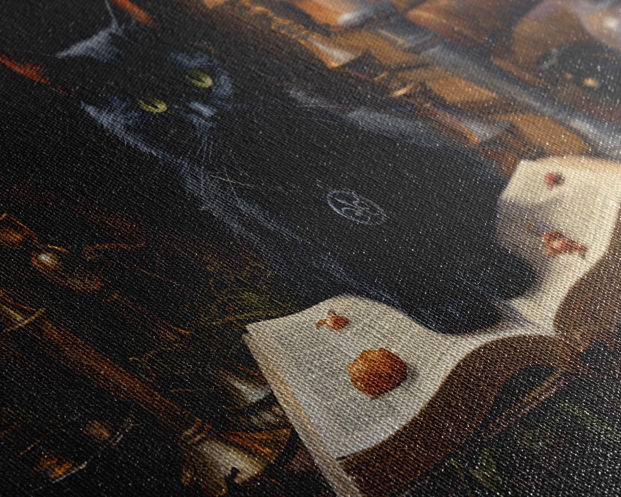 The Witch's Familiar, Black Cat Art, Witch Print, Framed Canvas or Poster, Victorian Oil Painting, Dark Academia, Witchcraft Decor | | Wiccan Center