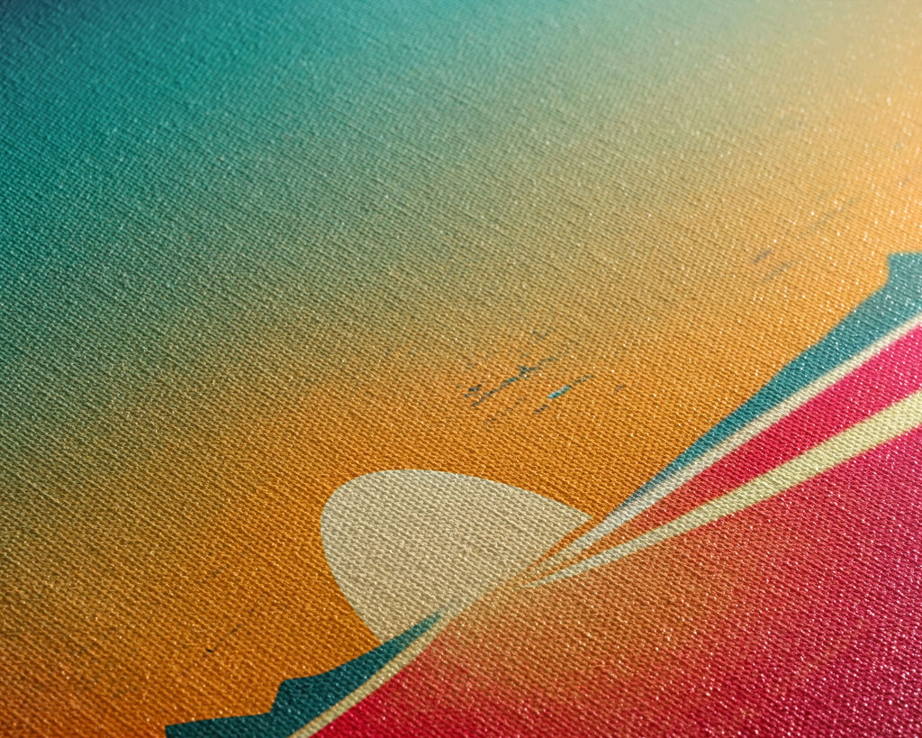 Art Deco Sunset, 3 Piece Wall Art, Ready To Hang Canvas Print, Cool Unique Living Room Wall Art Decor | | Wiccan Center