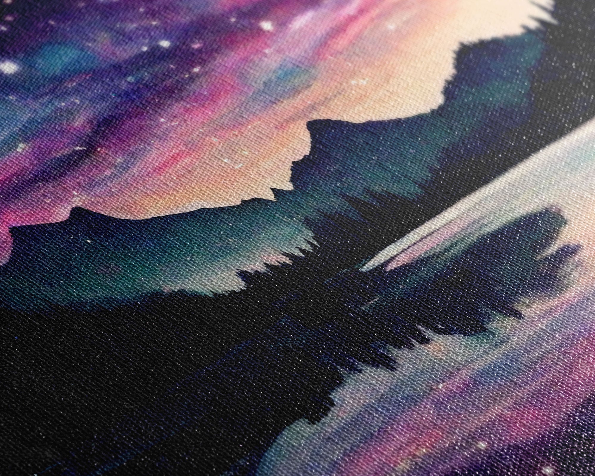 Fantasy Starry Night Magical Forest Landscape, 3 Piece Wall Art, Ready To Hang Canvas Print, Cool Unique Living Room Wall Art Decor | | Wiccan Center