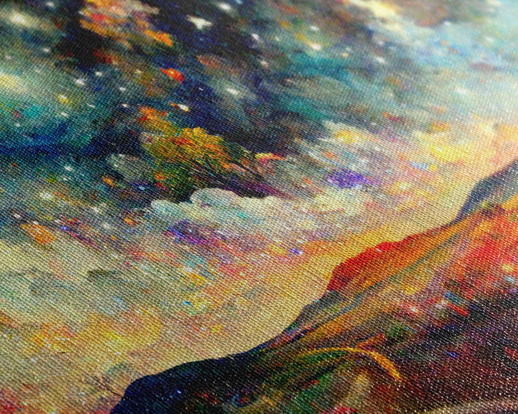 Night Starry Sky Landscape Colorful Night Sky Nature Living Room Wall Art Spiritual Starry, 3 Piece Wall Art, Ready To Hang Canvas Print | | Wiccan Center
