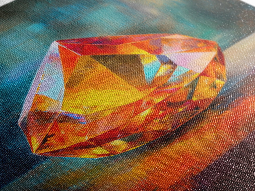 Gemstone Painting Print, Framed Canvas Print, Gemstones Wall Art, Precious Stone Painting, Red Gem, Ruby Painting, Antique Minerals Decor | | Wiccan Center
