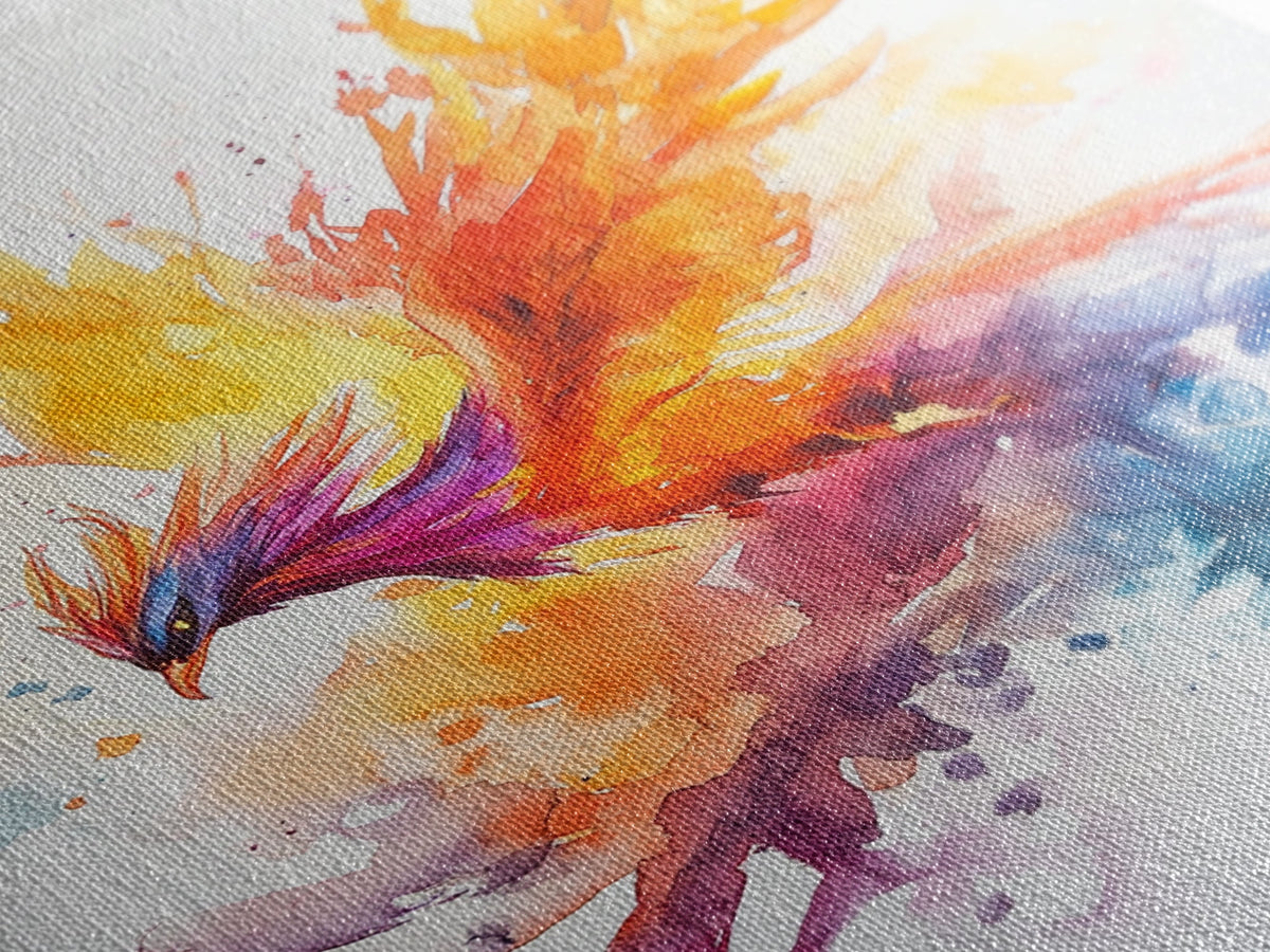 Fire Phoenix Watercolor Art Print Canvas Art, Fantasy Art Phoenix Firebird Fantasy Painting, Dark Academia Wall Art, Phoenix Decor