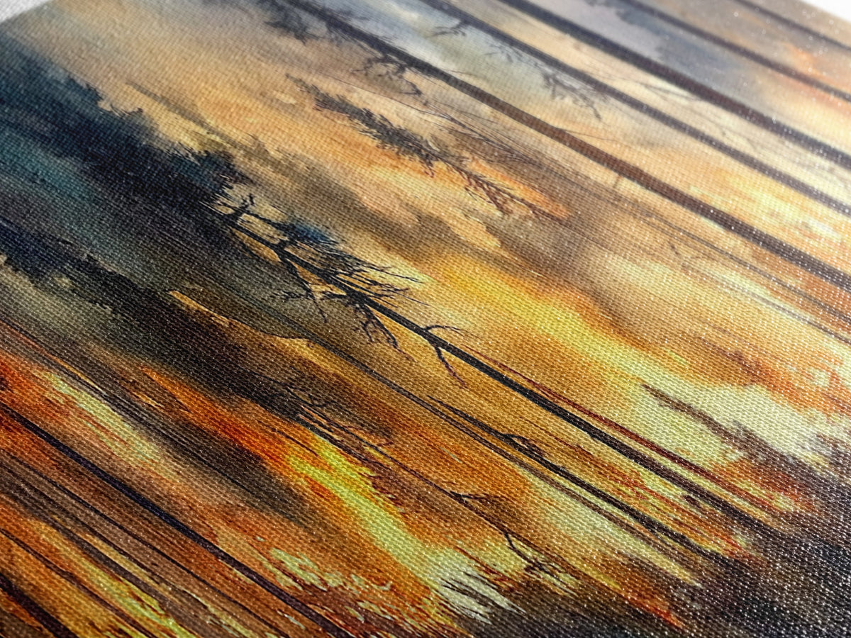 Watercolor Painting Print of a Forest on Fire, Extra Wide Horizontal Art, Forest Fire Painting, California Wall Art | | Wiccan Center
