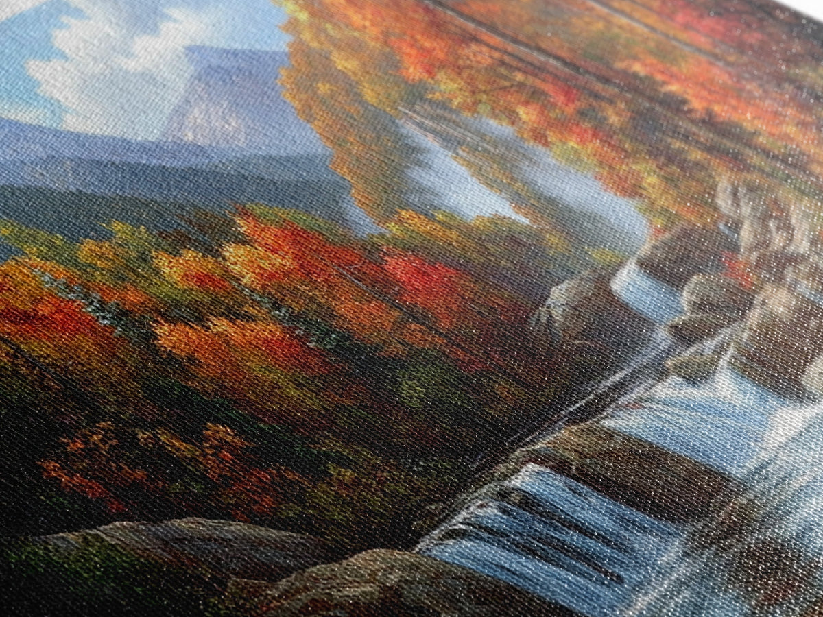 Waterfall In The Forest, Framed Canvas Print, Ready To Hang Art, Wood Frame, Landscape Oil Painting, Mountain Painting, Forest Painting | | Wiccan Center
