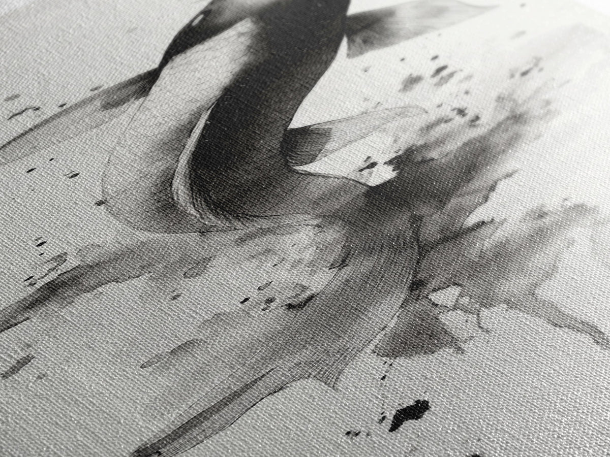 Tall Skinny Koi Fish Painting Print, Black and White Wabi Sabi Wall Art, Koi Fish Wall Decor, Japanese Style Elegant Artwork, Narrow Wall Art