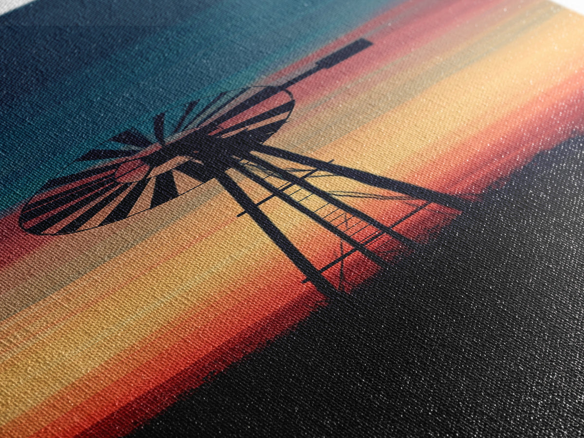 Canvas Print Moody Sunset Windmill Wall Art, Vertical Rustic Decor, Tall Narrow Farmhouse Artwork, Gift Idea for Living Room | | Wiccan Center
