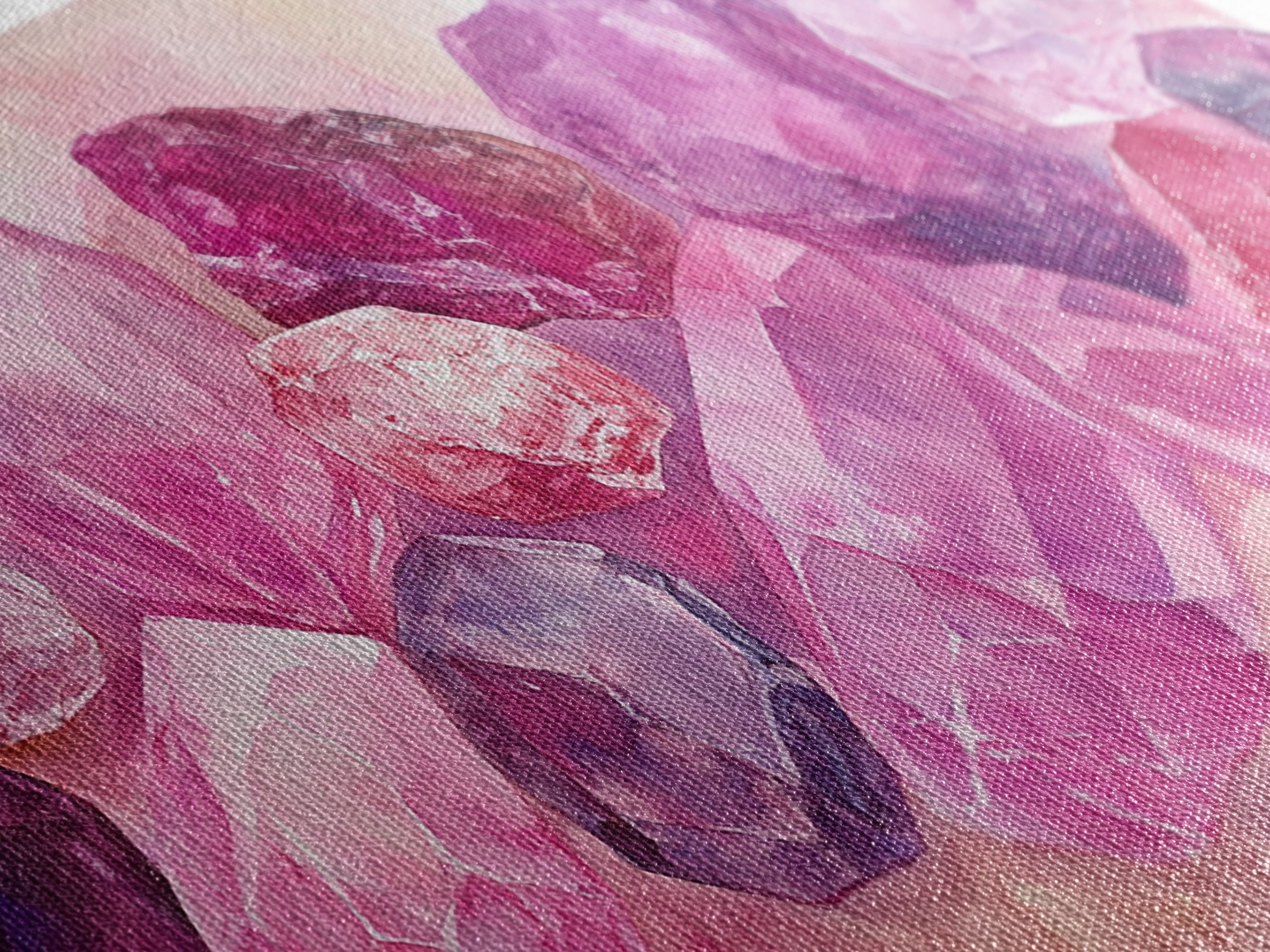 Gemstone Canvas Print | Pink and Purple Crystal Wall Art | Whimsical Magical Artwork | Cottagecore Bedroom Decor | Pastel Colorful Wall Art | | Wiccan Center