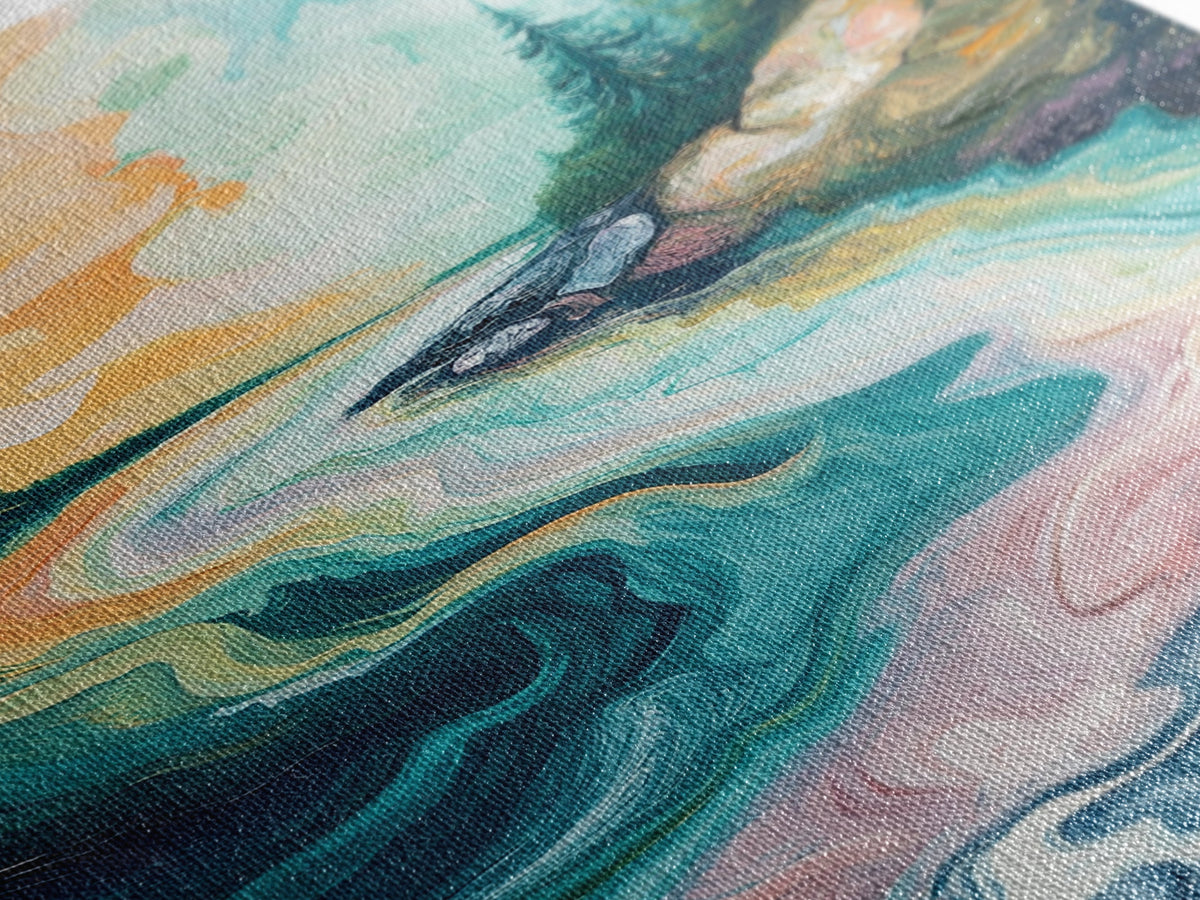 Swirling River Art, Abstract Nature Scene, Dreamy Landscape, Flowing Water, Boho Wall Art, Colorful Decor, Canvas Print | | Wiccan Center
