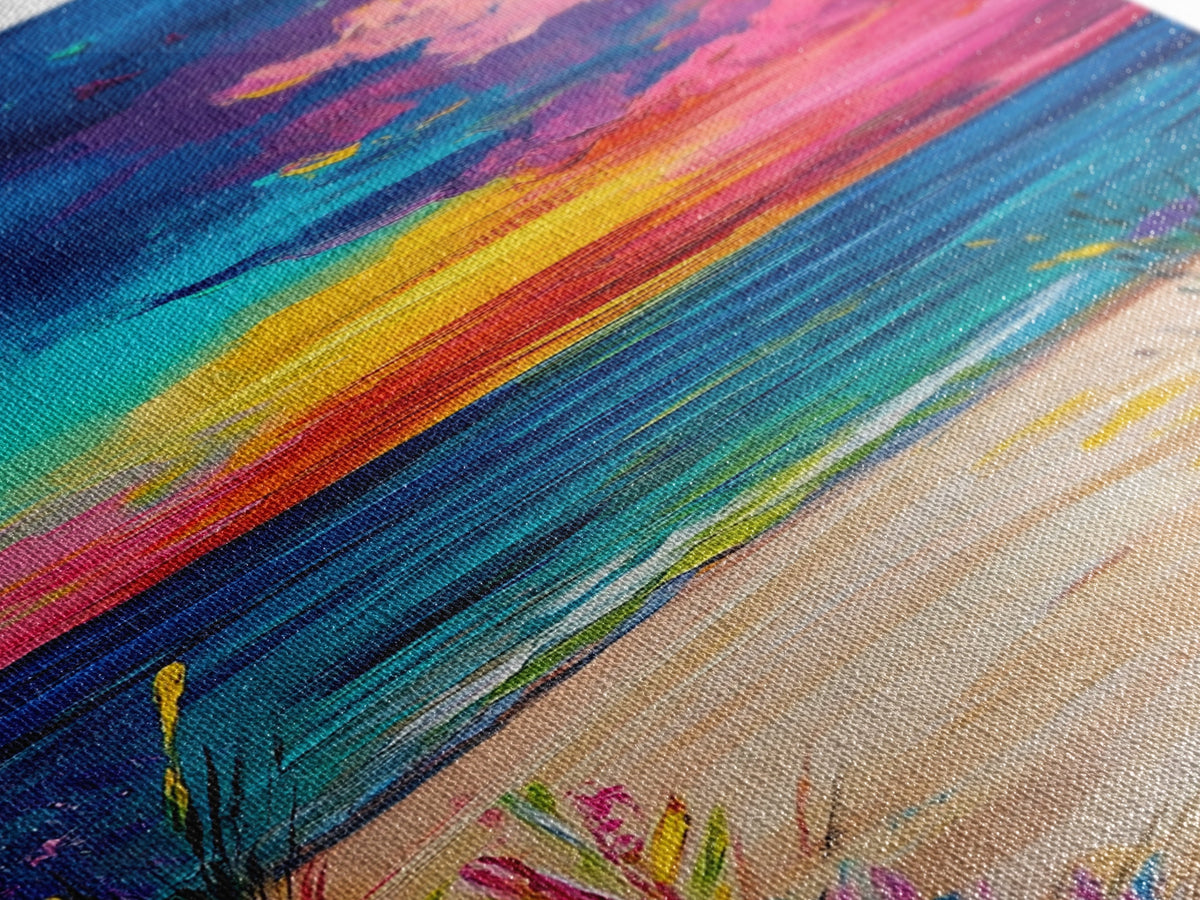 Colorful Sunset, coastal painting, seascape painting, pink orange wall art, Canvas Print, coastal cowgirl wall art, above bed wall art | | Wiccan Center