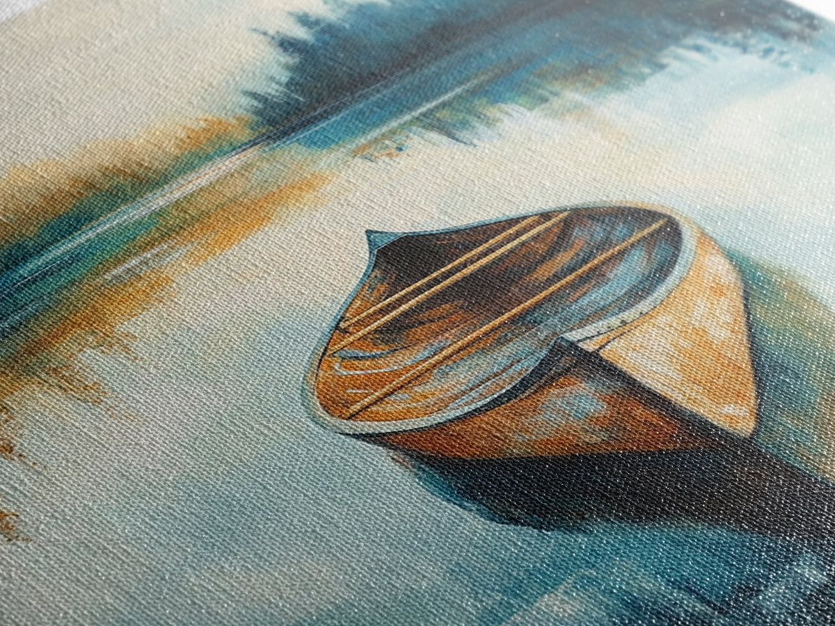 Still Water Canoe, Lake Tahoe Art, Nautical Painting, Rustic Wall Art, Moody Art, Extra Wide Art, Above Couch Art, Canvas Print | | Wiccan Center
