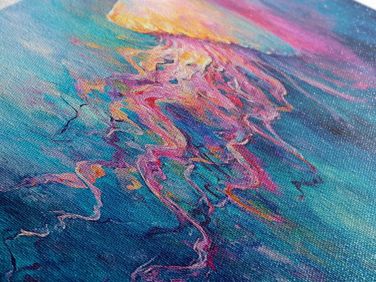 Jellyfish Underwater Fantasy Canvas Print, Vibrant Ocean Life Wall Art, Deep Sea Painting, Marine Bedroom Decor, Nature Lover Gift | | Wiccan Center