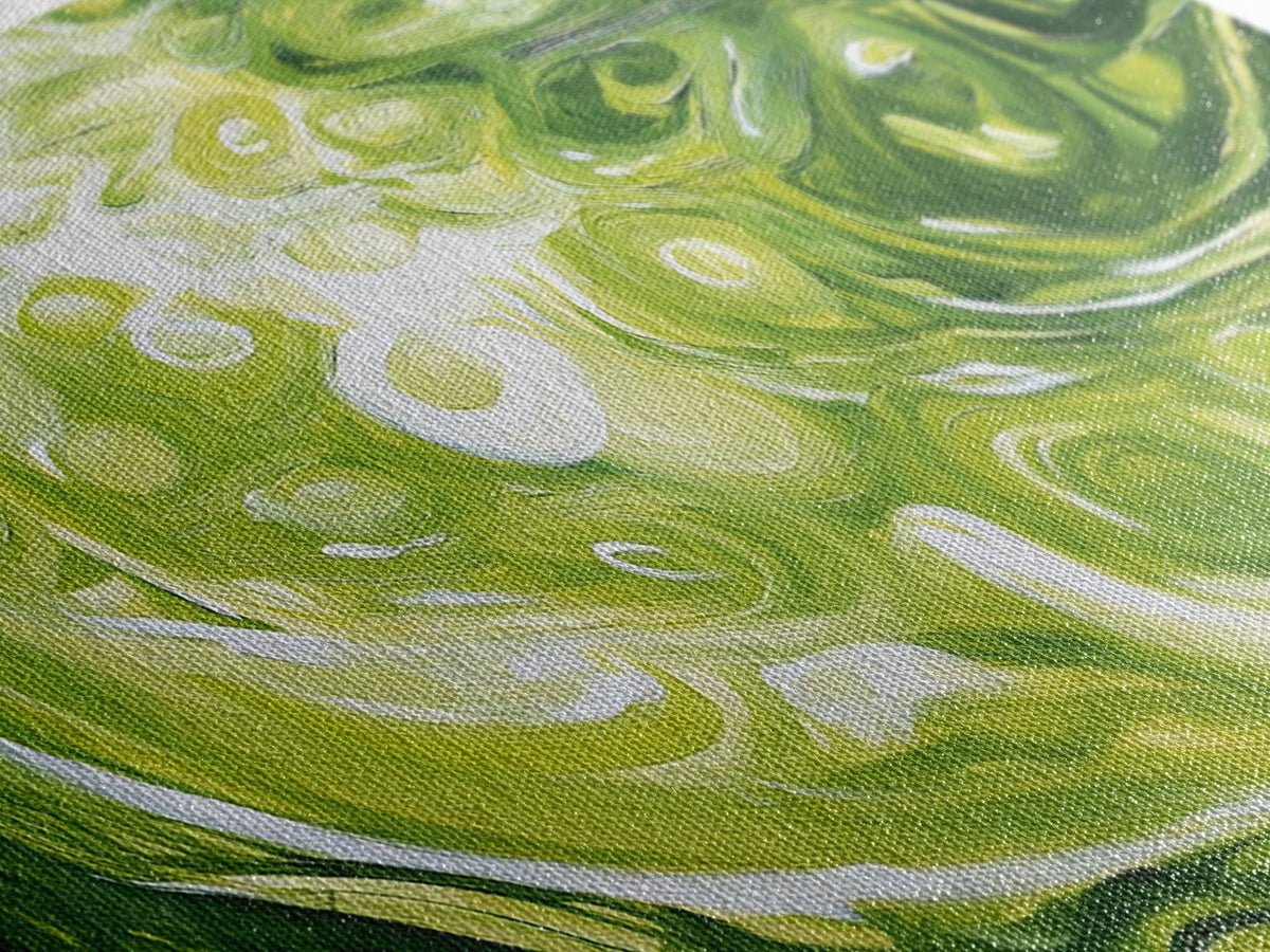 Abstract Green Swirl Painting, Modern Contemporary Wall Art, Nature Inspired Water Reflection, Trendy Office, Framed Canvas Print | | Wiccan Center